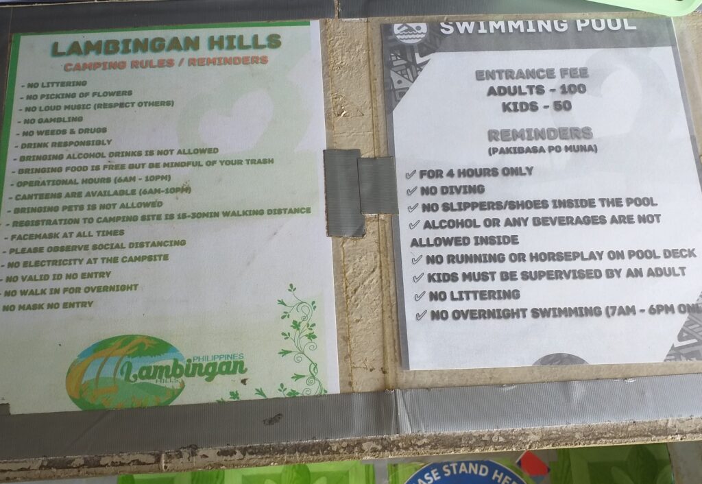 Lambingan Hills camping rules