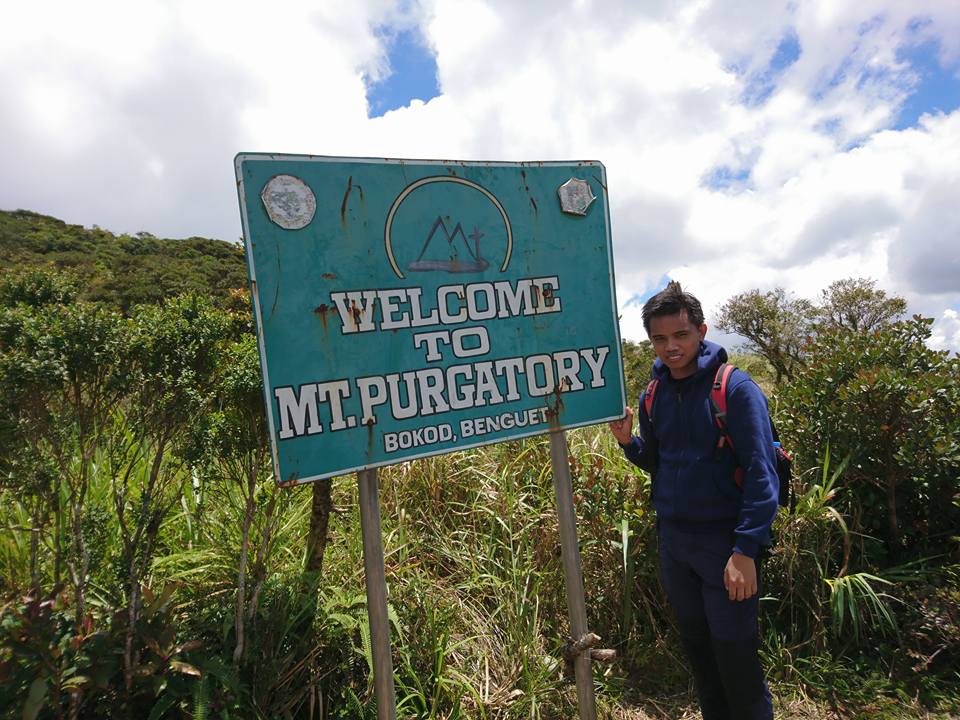 the blogger at Mt. Purgatory marker