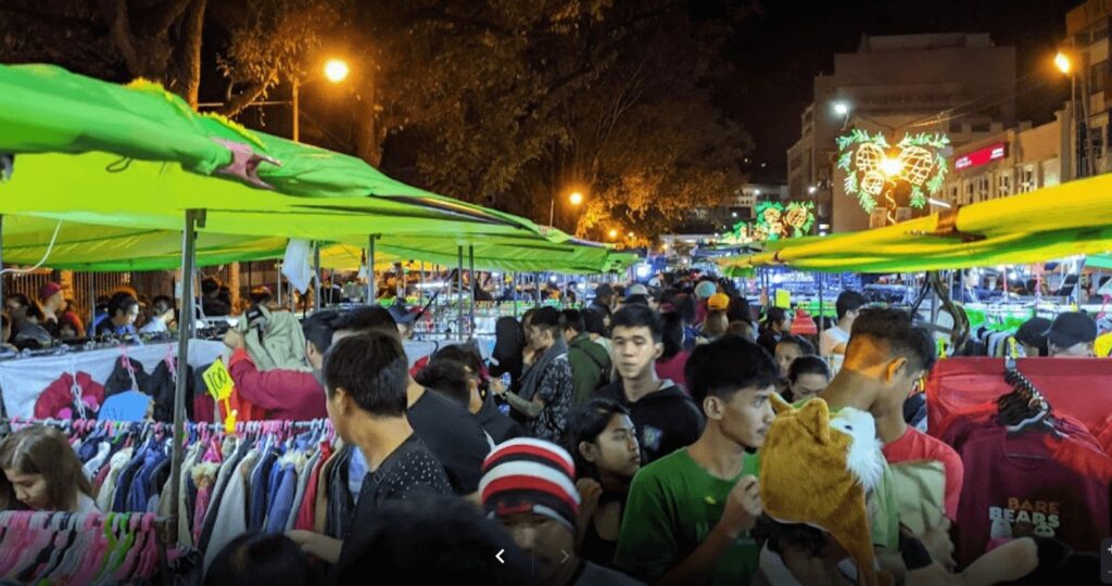 crowded night bazaar