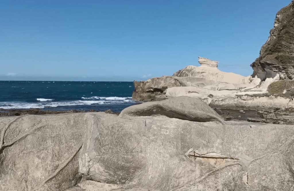 close-up view of Kapurpurawan Rock Formation