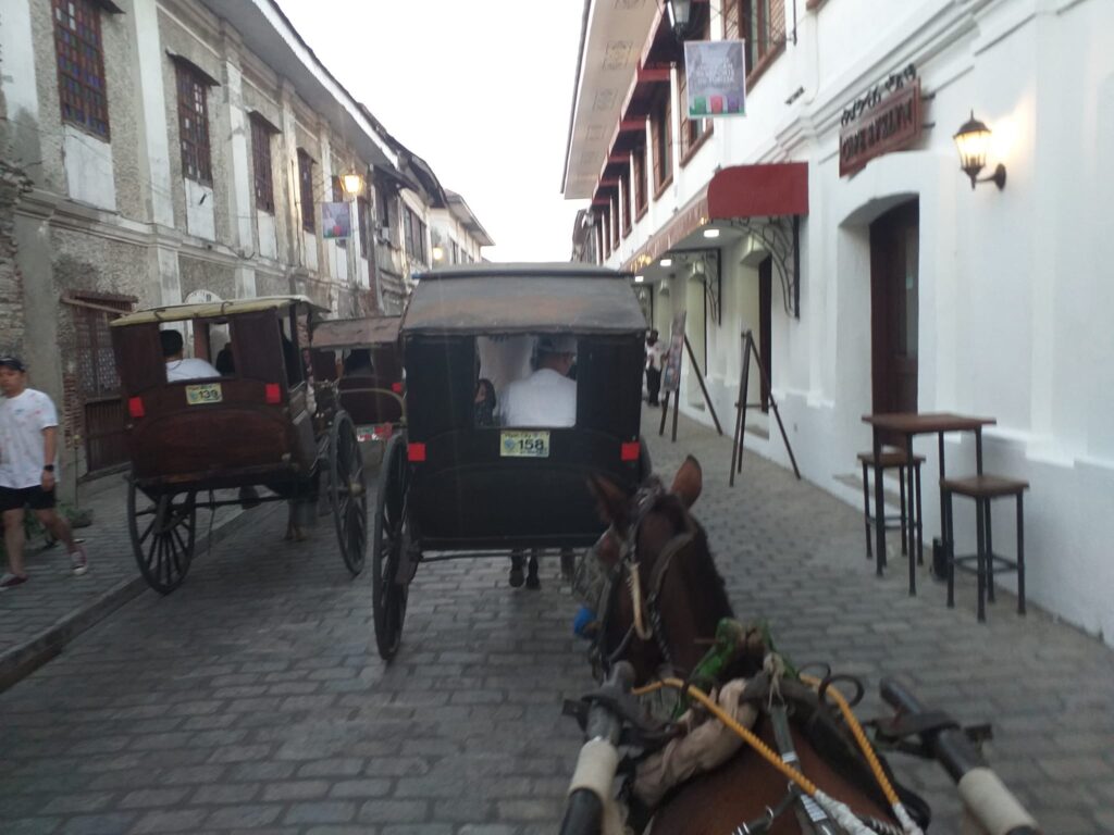riding a horse-drawn carriage
