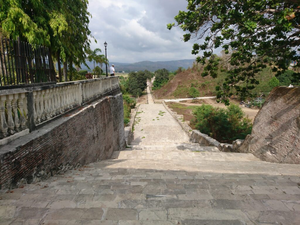 wide stairway leading to the cemetery