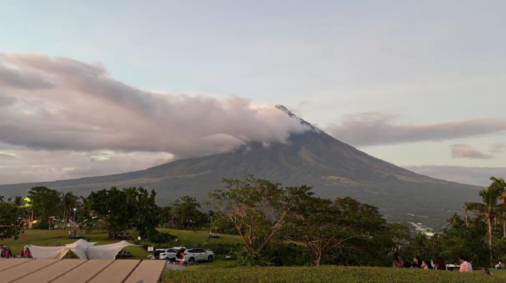 lush greenery with the view of Mayon Volcano